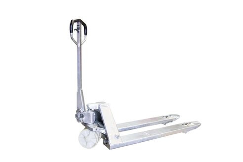 Transpalette manuel galva, roues et boggies nylon, 2000 kg