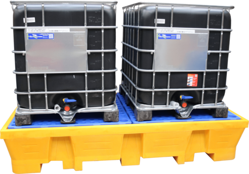 Bac de rétention manutentionnable PEHD 2 transicuves/8 fûts, 1050 L
