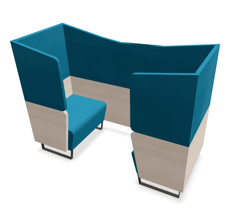 Box Amity 2 Banquettes - Structure : AC Acacia - Panneaux : C77 SYLVERTEX Turquoise - Banquette : C77 SYLVERTEX Turquoise