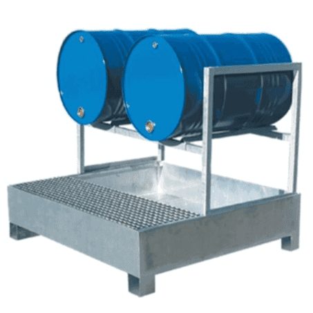Bac Rétention Galva Chaud 2fûts couchés 639l