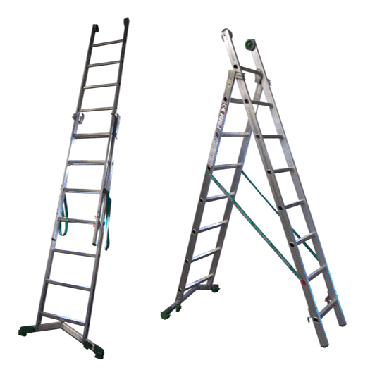 Échelle aluminium 2 plans, 5 + 6 échelons, 150 kg