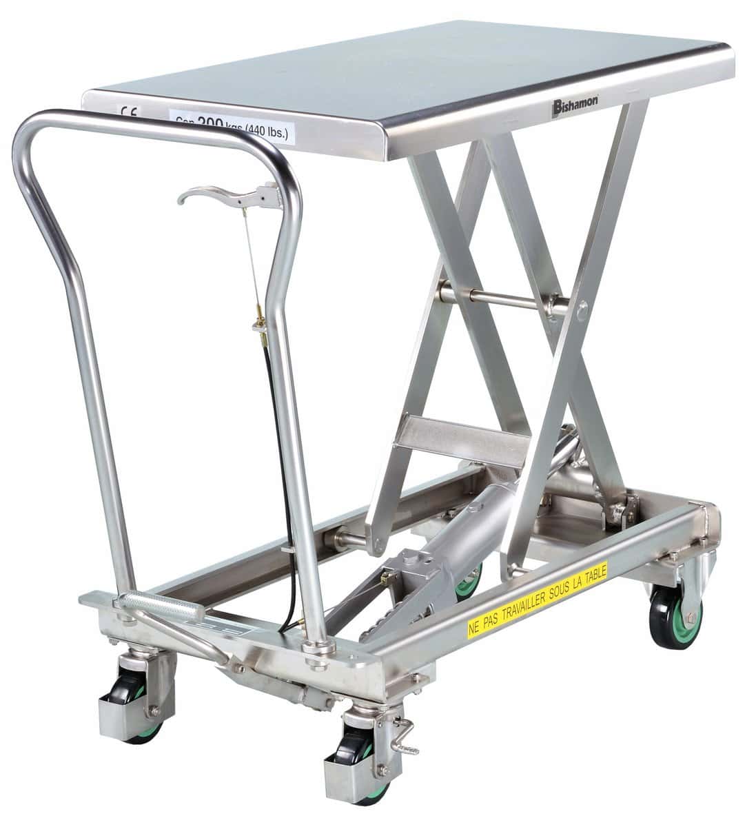 Table élévatrice manuelle inox 304 Bishamon®, 500 kg