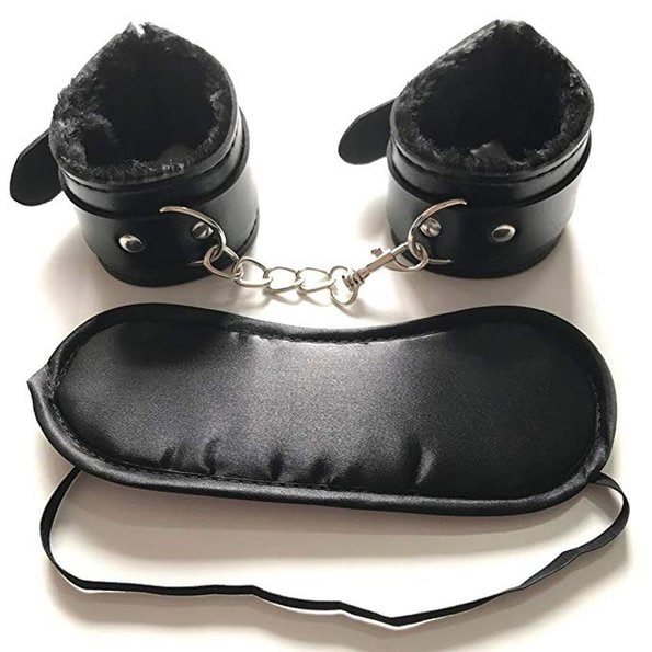 Sex toys Soft Comfortable Leather Handcuffs Wrist Cuffs and Blindfold Eye Mask - womyra Store