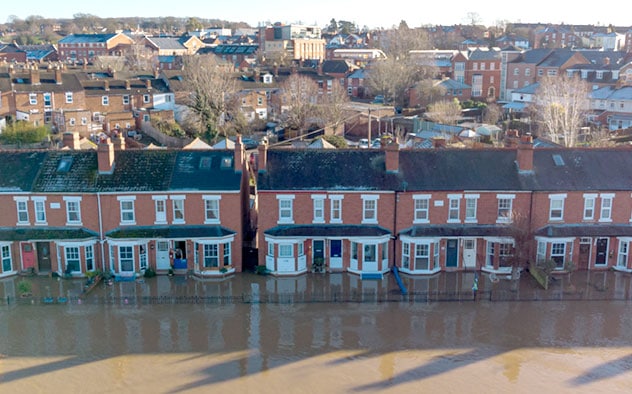 Flooded Houses during Storm Christoph