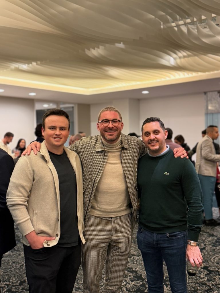 James Kicklighter (center) with his agent and manager at The American Question industry screening, Beverly Hills