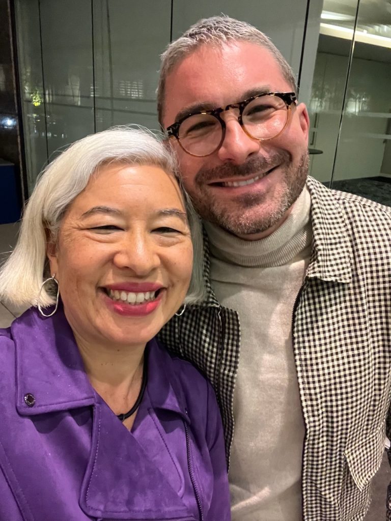 Director James Kicklighter with a guest at The American Question screening, United Talent Agency, Beverly Hills