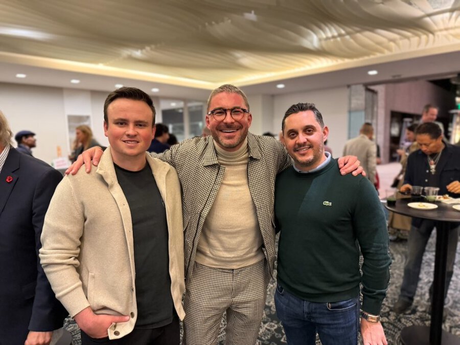 James Kicklighter with two colleagues at The American Question screening, Beverly Hills, December 2024