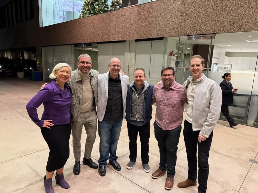 Director James Kicklighter with five attendees at The American Question UTA screening in Beverly Hills
