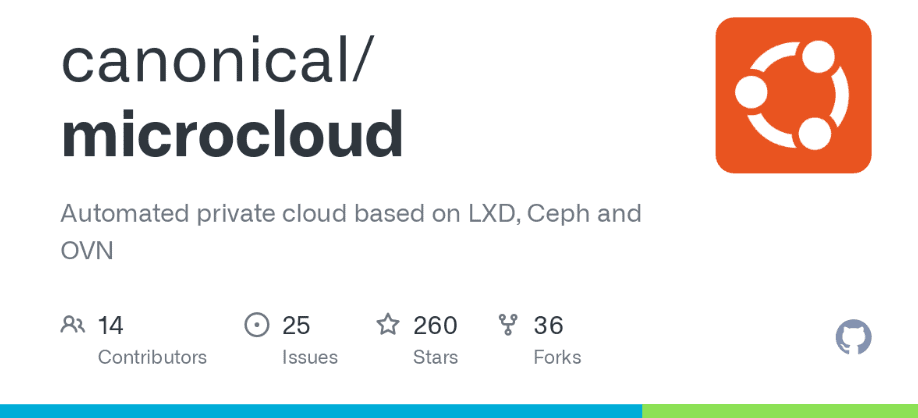 estadísticas del github de microcloud de canonical