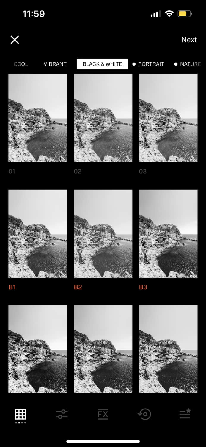 how to take a black and white picture on iphone