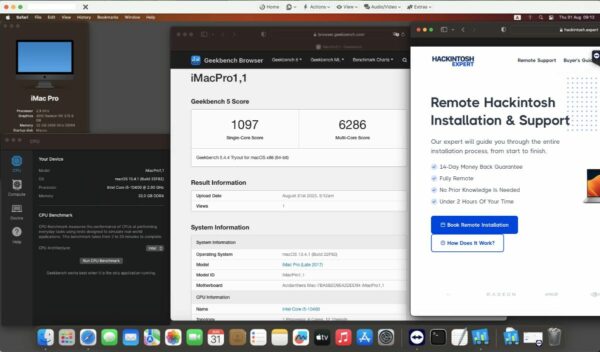 Screenshot of benchmarks for a downloadable Hackintosh EFI folder for [Asus] [Desktop]