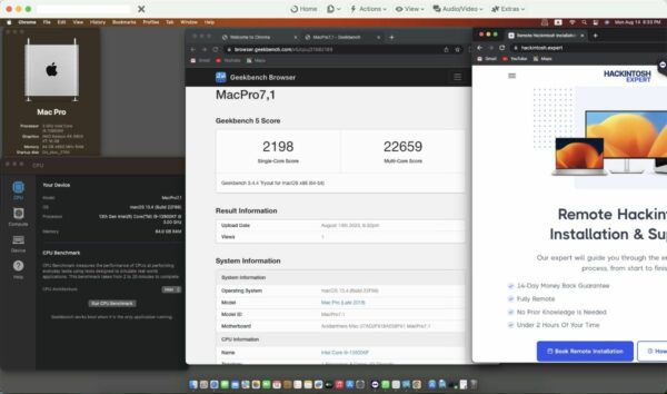 Screenshot of benchmarks for a downloadable Hackintosh EFI folder for [Asus] [Desktop]