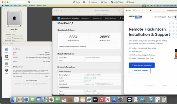 Screenshot of benchmarks for a downloadable Hackintosh EFI folder for [Asus] [Desktop]