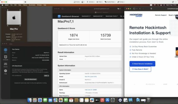 Screenshot of benchmarks for a downloadable Hackintosh EFI folder for [Asus] [Desktop]