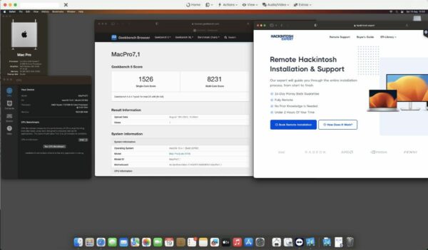 Screenshot of benchmarks for a downloadable Hackintosh EFI folder for [Gigabyte] [Desktop]