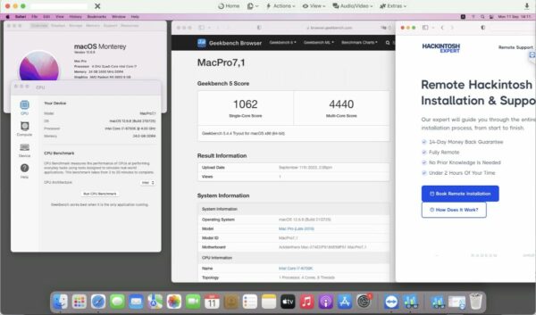 Screenshot of benchmarks for a downloadable Hackintosh EFI folder for [Gigabyte] [Desktop]