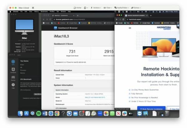Screenshot of benchmarks for a downloadable Hackintosh EFI folder for [Gigabyte] [Desktop]