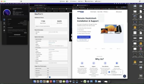 Screenshot of benchmarks for a downloadable Hackintosh EFI folder for [Gigabyte] [Desktop]