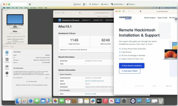 Screenshot of benchmarks for a downloadable Hackintosh EFI folder for [Gigabyte] [Desktop]