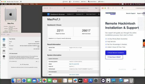 Screenshot of benchmarks for a downloadable Hackintosh EFI folder for [Gigabyte] [Desktop]