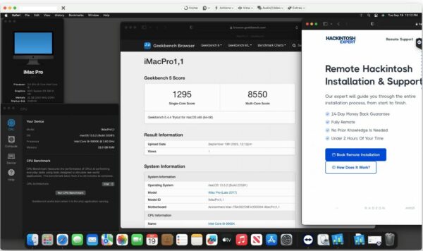 Screenshot of benchmarks for a downloadable Hackintosh EFI folder for [Gigabyte] [Desktop]