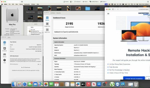 Screenshot of benchmarks for a downloadable Hackintosh EFI folder for [MSI] [Desktop]