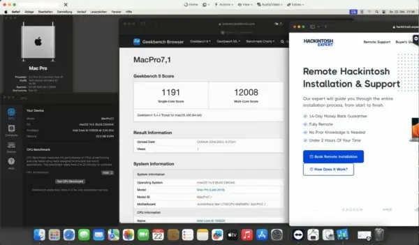Screenshot of benchmarks for a downloadable Hackintosh EFI folder for [ASRock] [Desktop]