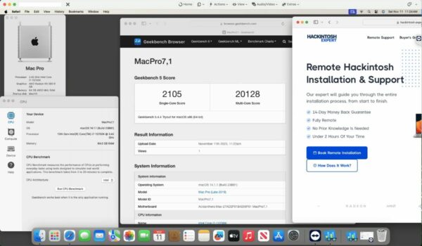 Screenshot of benchmarks for a downloadable Hackintosh EFI folder for [Asus] [Desktop]