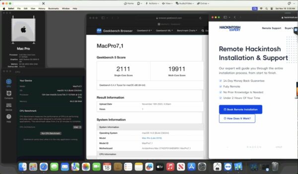 Screenshot of benchmarks for a downloadable Hackintosh EFI folder for [Asus] [Desktop]