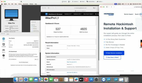 Screenshot of benchmarks for a downloadable Hackintosh EFI folder for [Asus] [Desktop]