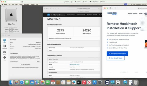 Screenshot of benchmarks for a downloadable Hackintosh EFI folder for [Asus] [Desktop]