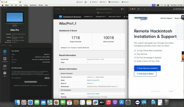 Screenshot of benchmarks for a downloadable Hackintosh EFI folder for [Colorful] [Desktop]