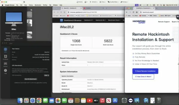 Screenshot of benchmarks for a downloadable Hackintosh EFI folder for [MSI] [Desktop]