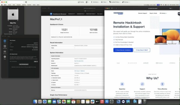Screenshot of benchmarks for a downloadable Hackintosh EFI folder for [Asus] [Desktop]