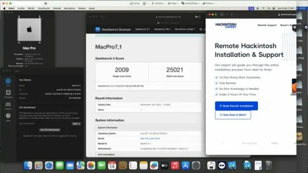 Screenshot of benchmarks for a downloadable Hackintosh EFI folder for [Gigabyte] [Desktop]