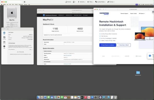 Screenshot of benchmarks for a downloadable Hackintosh EFI folder for [ASRock] [Desktop]