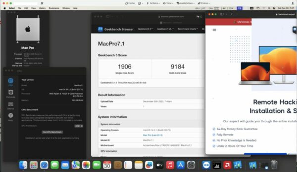 Screenshot of benchmarks for a downloadable Hackintosh EFI folder for [Asus] [Desktop]
