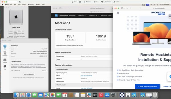 Screenshot of benchmarks for a downloadable Hackintosh EFI folder for [Asus] [Desktop]