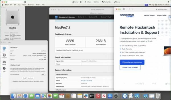 Screenshot of benchmarks for a downloadable Hackintosh EFI folder for [Asus] [Desktop]