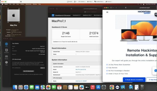 Screenshot of benchmarks for a downloadable Hackintosh EFI folder for [Asus] [Desktop]