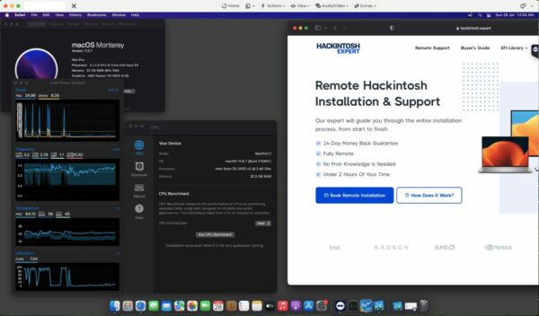 Screenshot of benchmarks for a downloadable Hackintosh EFI folder for [Dell] [Workstation]