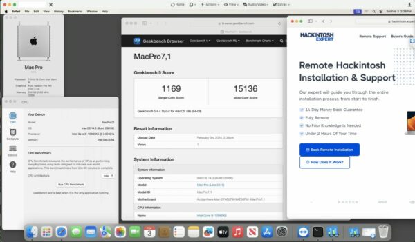 Screenshot of benchmarks for a downloadable Hackintosh EFI folder for [Gigabyte] [Desktop]