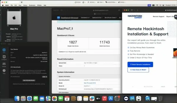 Screenshot of benchmarks for a downloadable Hackintosh EFI folder for [Asus] [Desktop].