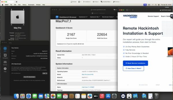 Screenshot of benchmarks for a downloadable Hackintosh EFI folder for [Gigabyte] [Desktop].
