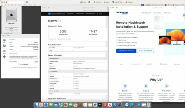 Screenshot of benchmarks for a downloadable Hackintosh EFI folder for [ASUS] [Desktop].