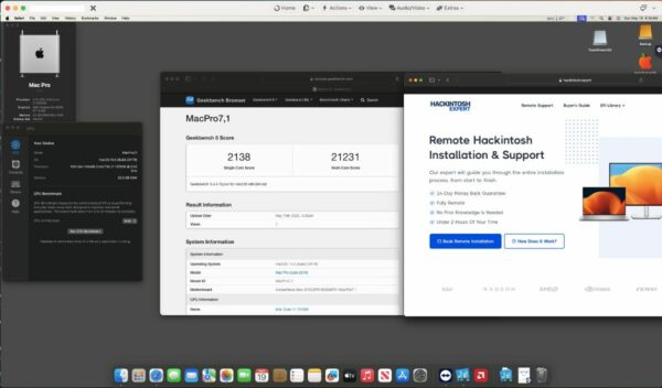 Screenshot of benchmarks for a downloadable Hackintosh EFI folder for [Gigabyte] [Desktop].