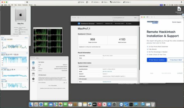 Screenshot of benchmarks for a downloadable Hackintosh EFI folder for [Lenovo] [Workstation].