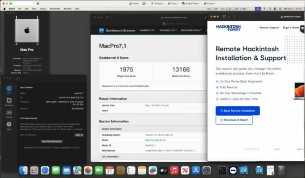 Screenshot of benchmarks for a downloadable Hackintosh EFI folder for [MSI] [Desktop].
