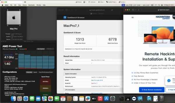 Screenshot of benchmarks for a downloadable Hackintosh EFI folder for [ASRock] [Desktop].