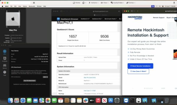 Screenshot of benchmarks for a downloadable Hackintosh EFI folder for [Asus] [Desktop].